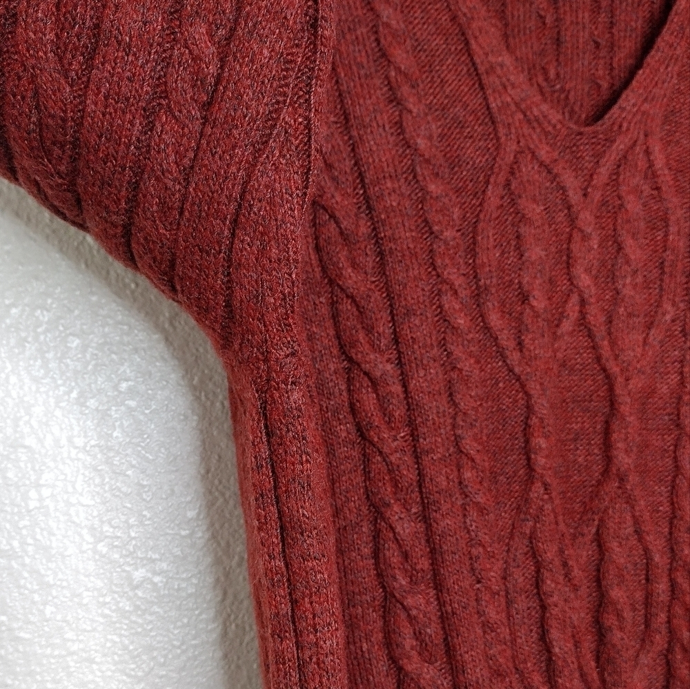NWT St. John's Bay Rustic Brick Cable Knit Pullover Long Sleeve V-Neck Sweater - Picture 7 of 15